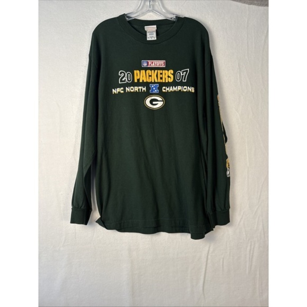 Green Bay Packers SZ L NFL Playoffs 2007 NFC North Champ Long Sleeve Shirt K1204